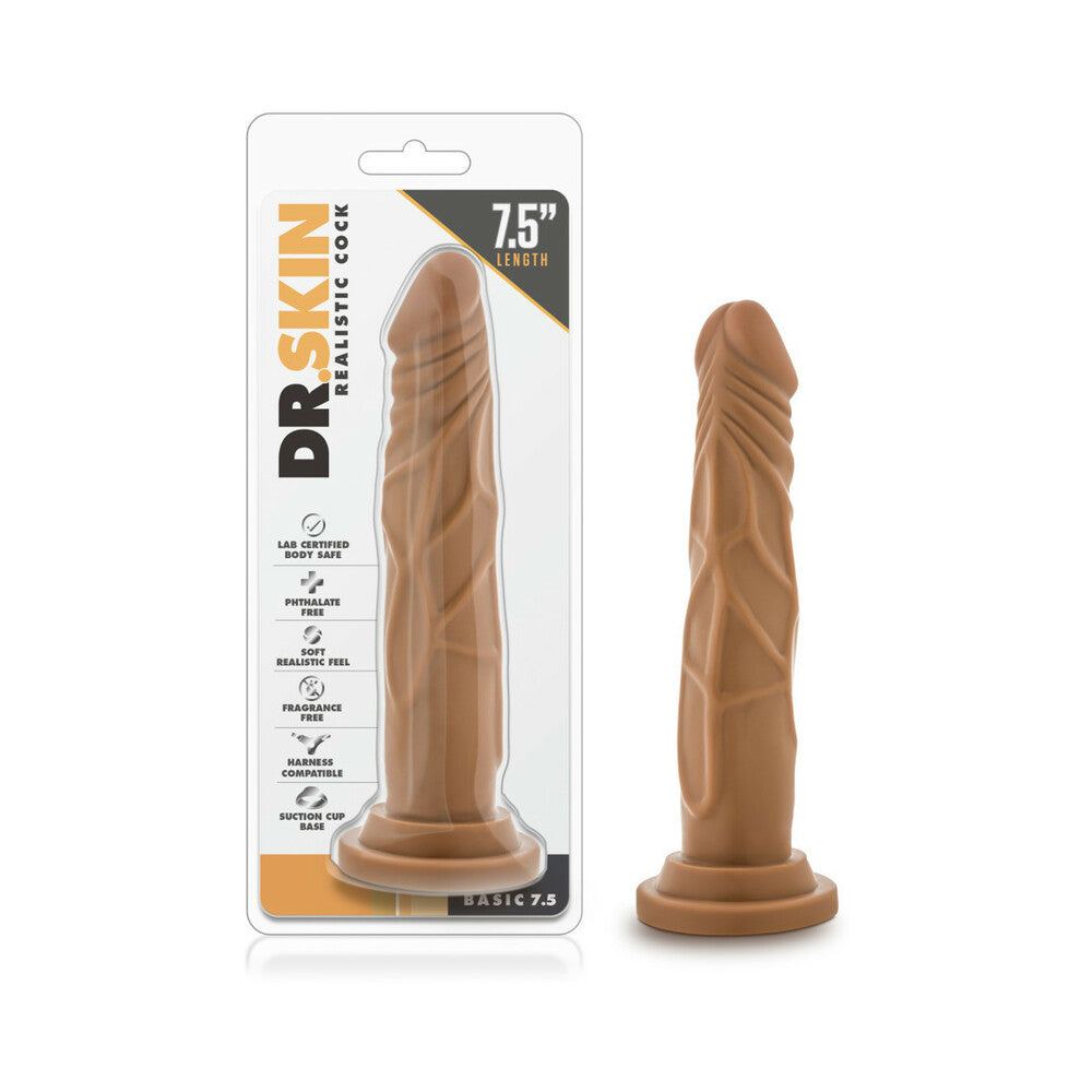 Dr. Skin Basic realistic 7.5-inch tan dildo with suction cup base and lifelike texture