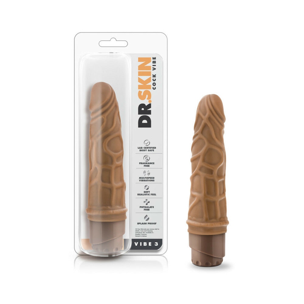 Dr. Skin Vibe 3 Realistic 7.25 in. Vibrating Dildo Tan by Anal Toys & Stimulators