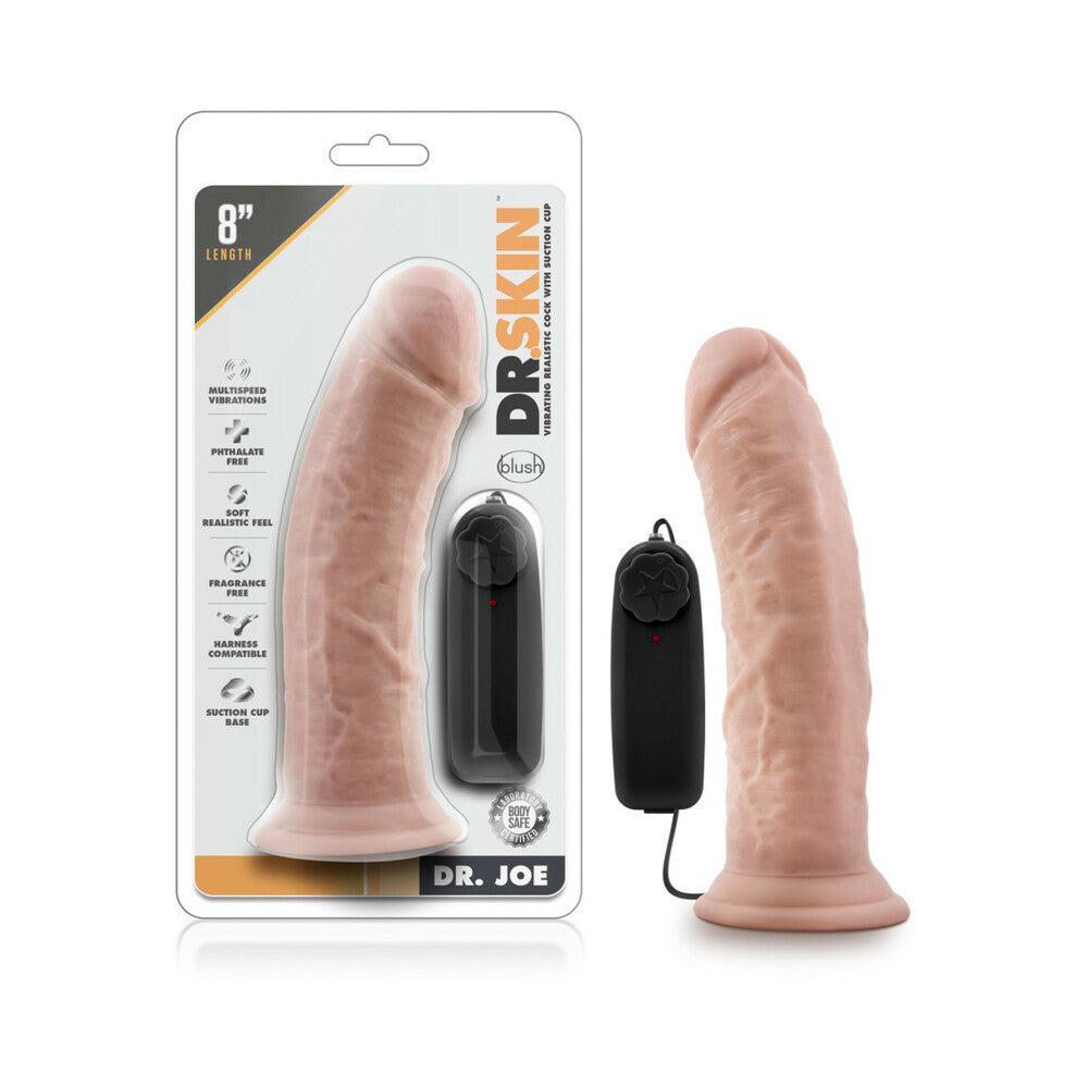 Dr. Skin Dr. Joe 8-inch beige realistic vibrating dildo with multi-speed control and suction cup base.