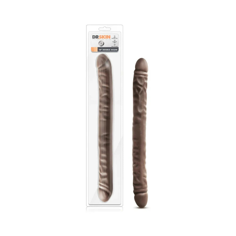 Dr. Skin 18 in. Double Dildo Brown by Anal Toys & Stimulators