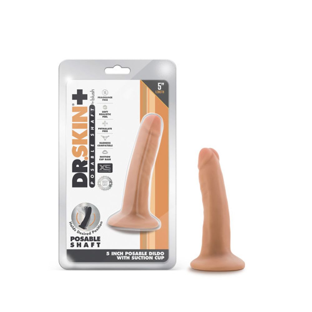 Dr. Skin Plus Realistic 5 in. Triple Density Posable Dildo Beige by Anal Toys & Stimulators