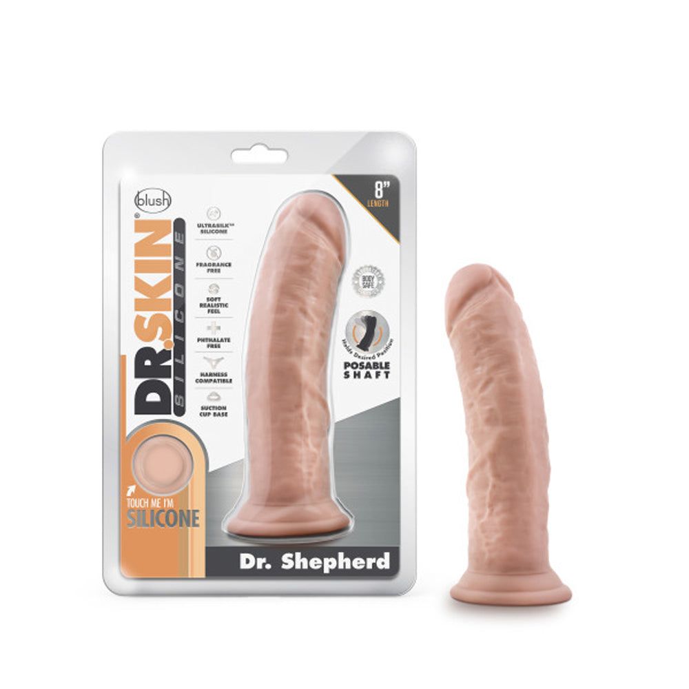Dr. Skin Silicone Dr. Shepherd Realistic 8 in. Posable Dildo Beige by Anal Toys & Stimulators
