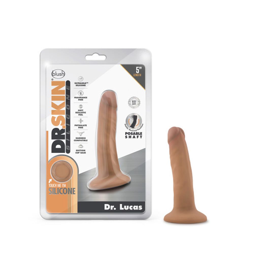 Dr. Skin Silicone Dr. Lucas Realistic 5 in. Posable Dildo Tan by Anal Toys & Stimulators