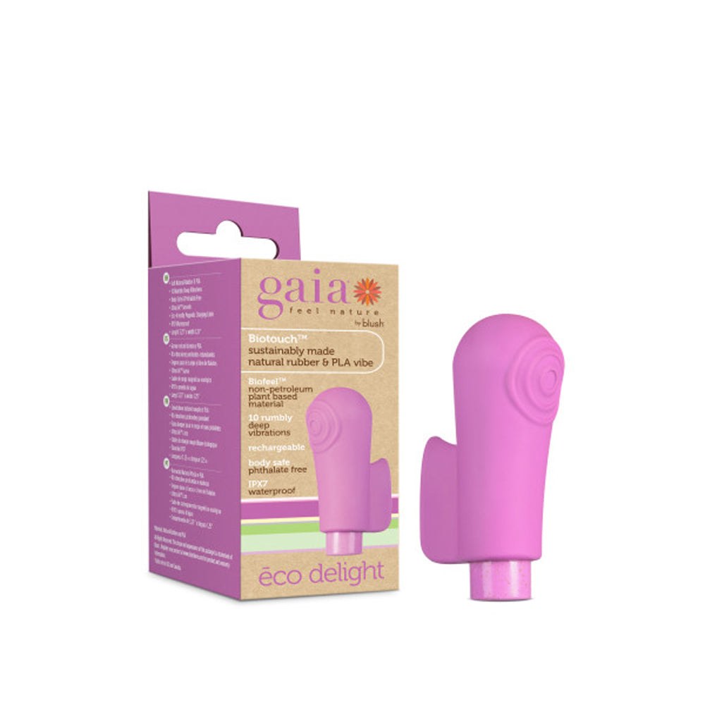 Blush Gaia Eco Delight purple eco-friendly bullet vibrator with textured head and USB rechargeable waterproof design