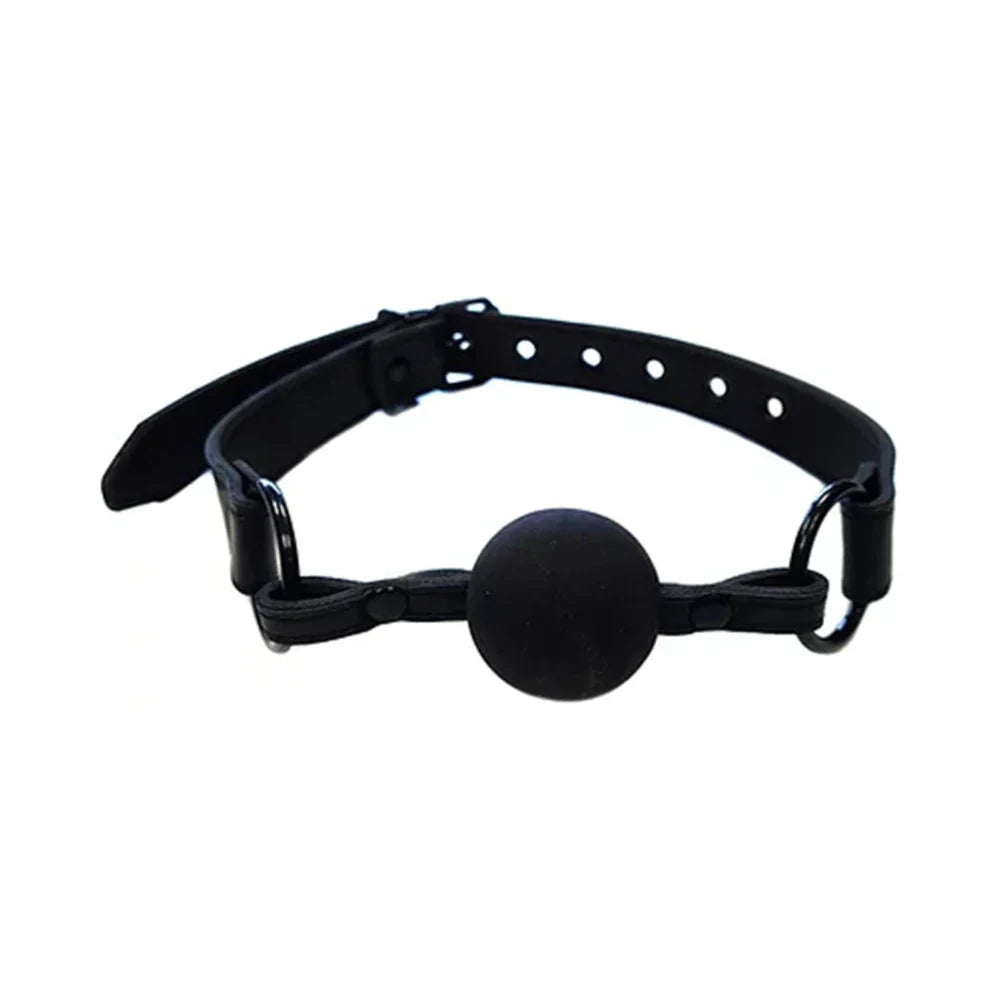 Rouge Leather Ball Gag Black with Black Accessories by Bondage & Fetish Toys