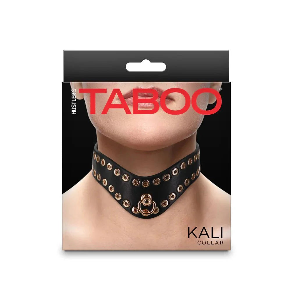 Hustler Taboo Kali Collar black with gold studs and adjustable buckle closure