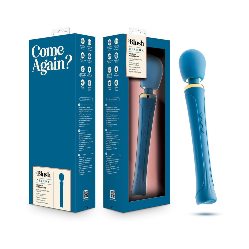 Blush Dianna Teal luxurious massaging wand with 20 vibration patterns and 5 speeds, waterproof and rechargeable personal massager