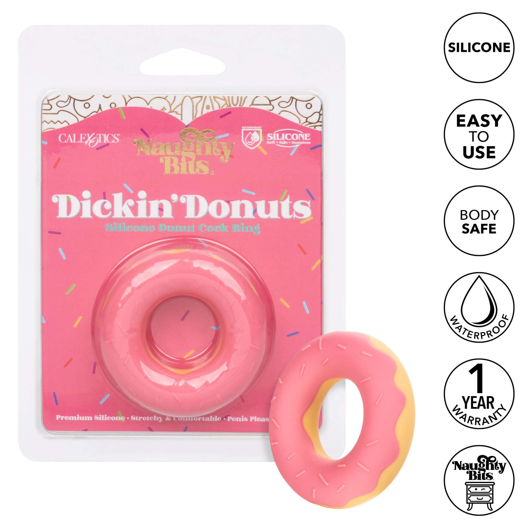 Naughty Bits Dickin’ Donuts Silicone Donut Cock Ring - Pink by Cock & Balls