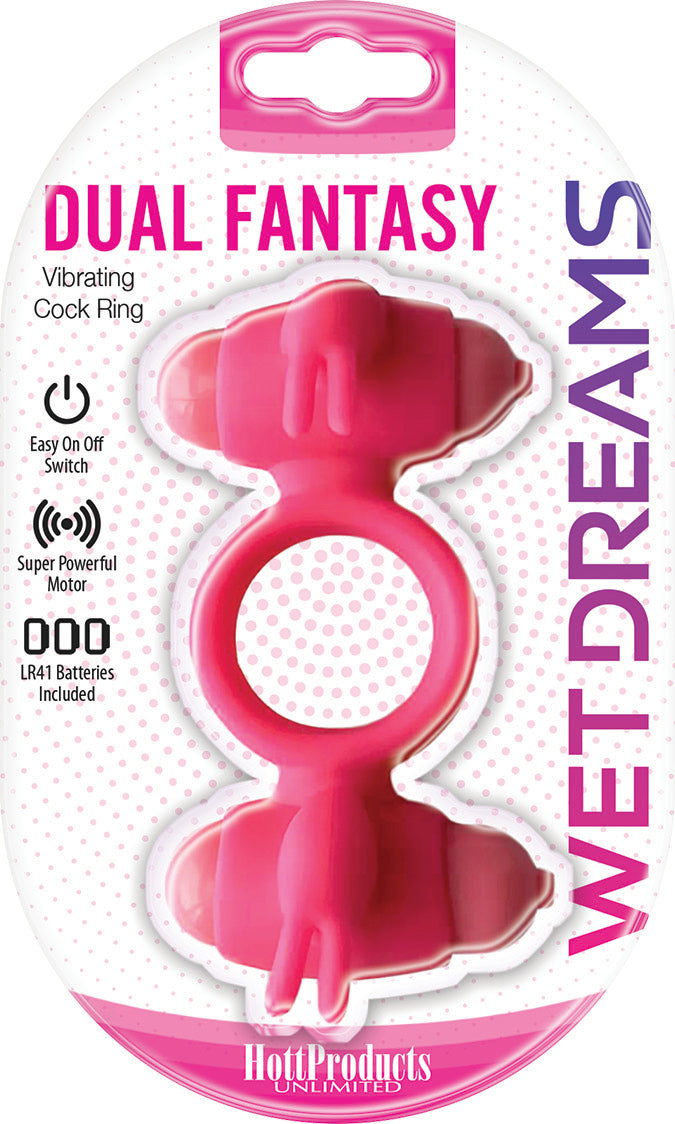 Wet Dreams - Dual Fantasy Cock Ring With Turbo Motors - Pink by Cock & Balls