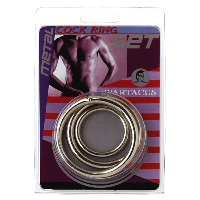 Spartacus Metal Cock Ring Set with 3 metal rings for enhanced erection and prolonged ejaculation