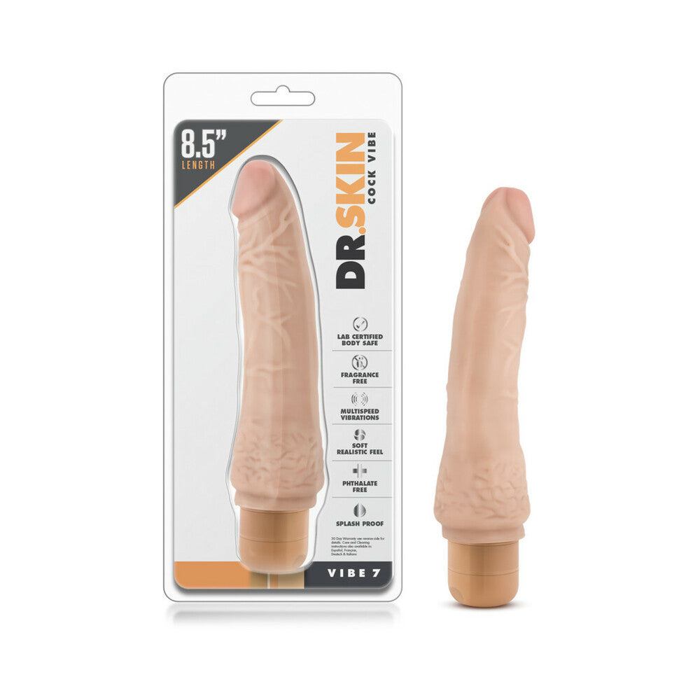 Dr. Skin Vibe 7 Realistic 8.5 in. Vibrating Dildo Beige by Anal Toys & Stimulators