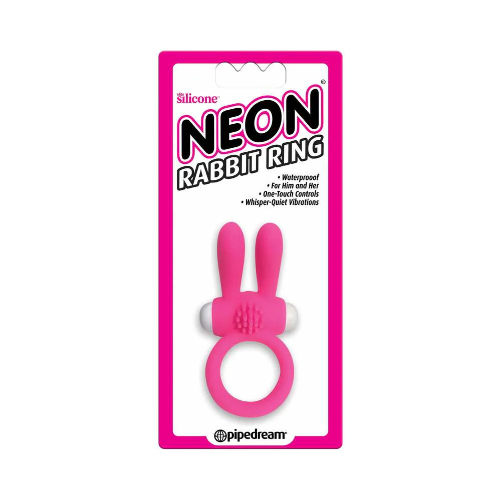 Neon Rabbit Ring Vibrating Silicone Cockring With Ears Pink by Cock & Balls