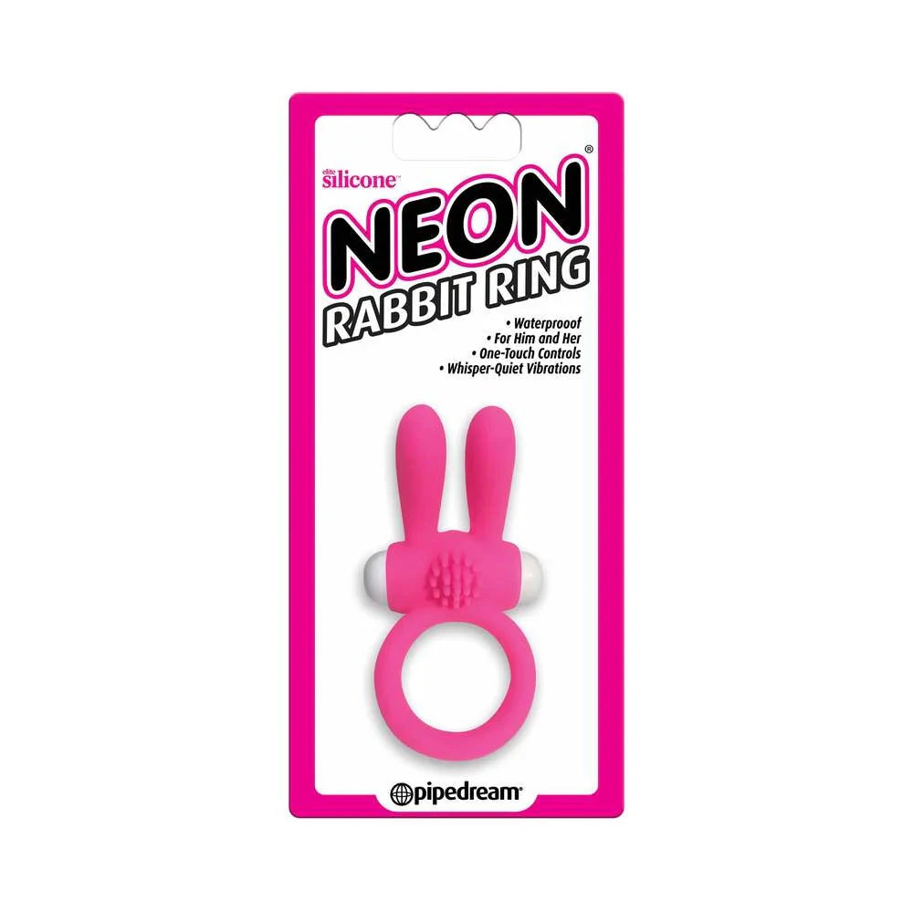 Neon Rabbit Ring Vibrating Silicone Cockring With Ears Pink by Cock & Balls