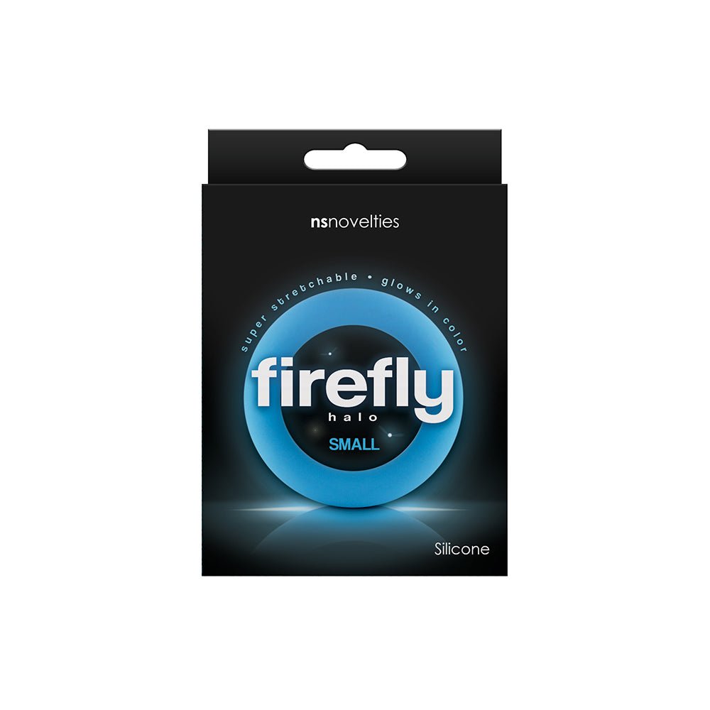 Firefly Halo Cock Ring Small Blue glow-in-the-dark silicone ring for enhanced performance and comfort