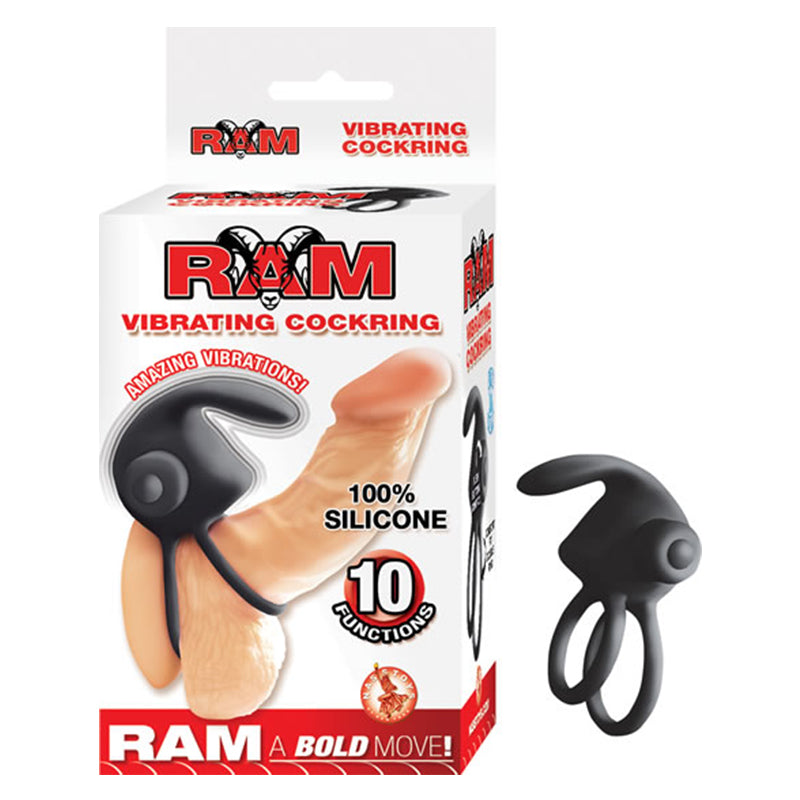 Ram Vibrating Cockring Black by Cock & Balls