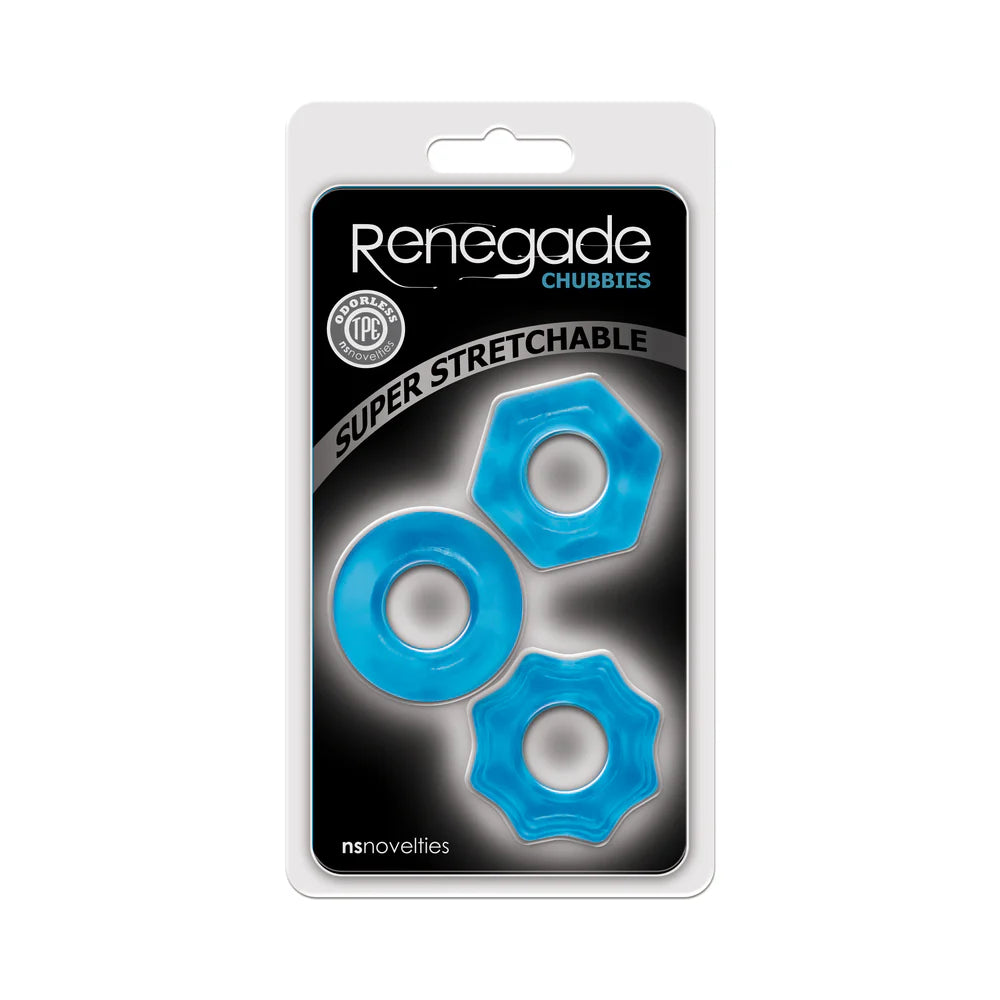 Renegade Chubbies Cock Rings 3-Pack Blue by Cock & Balls
