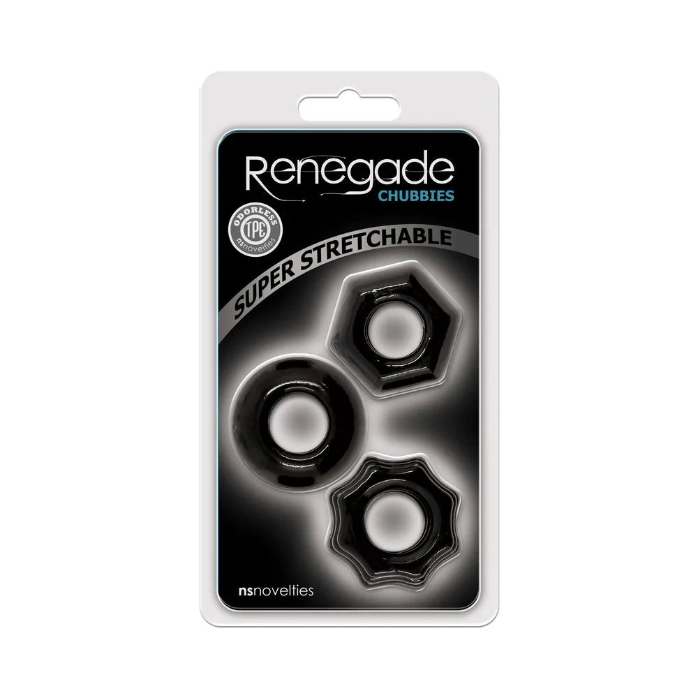 Renegade Chubbies Cock Rings 3-Pack Black by Cock & Balls
