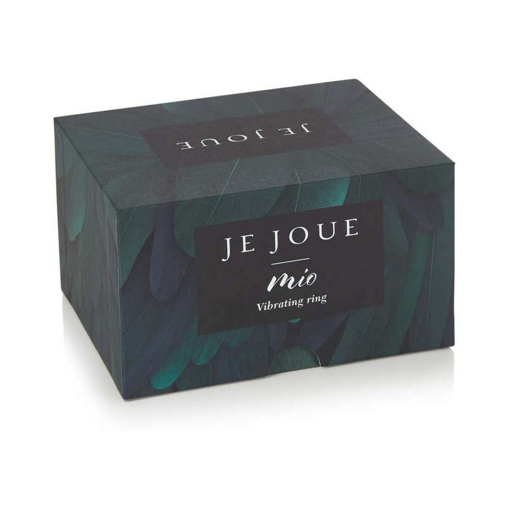 Je Joue Mio rechargeable vibrating silicone cock ring box in purple packaging