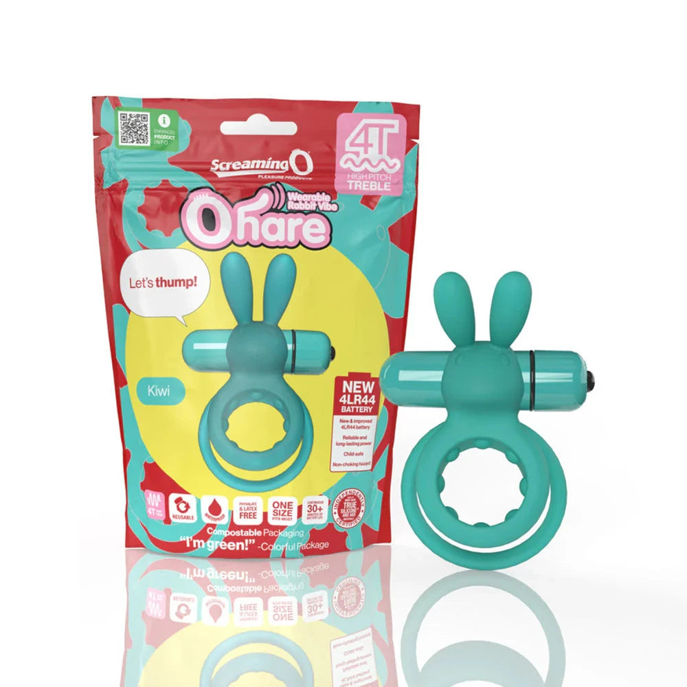Screaming O 4T Ohare Vibrating Rabbit Double Cockring Kiwi by Cock & Balls