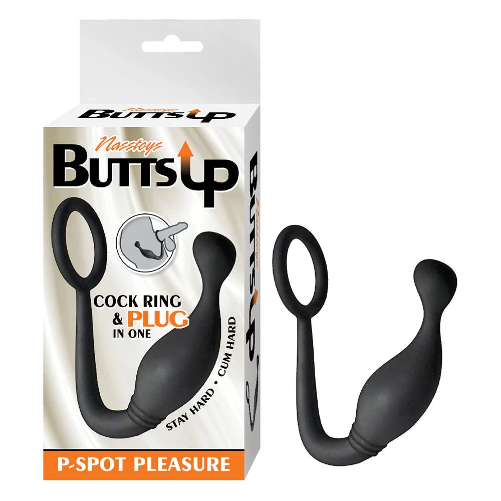Nasstoys Butts Up P-Spot Pleasure Silicone Cock Ring & Anal Plug Black by Cock & Balls