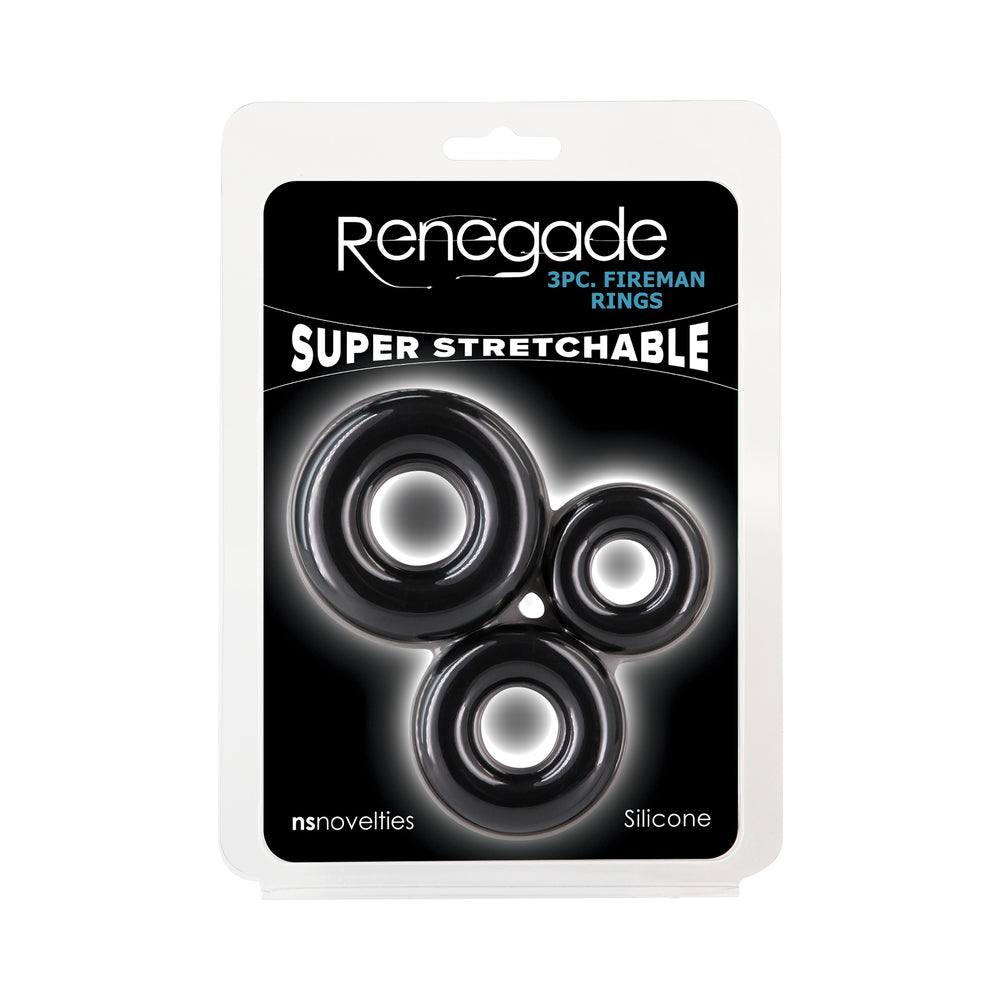 Renegade Fireman Rings 3-Piece Cock Ring Kit Black by Cock & Balls