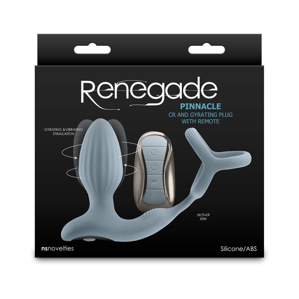 Renegade Pinnacle Rechargeable Cockring and Gyrating Plug with Remote Gray by Cock & Balls