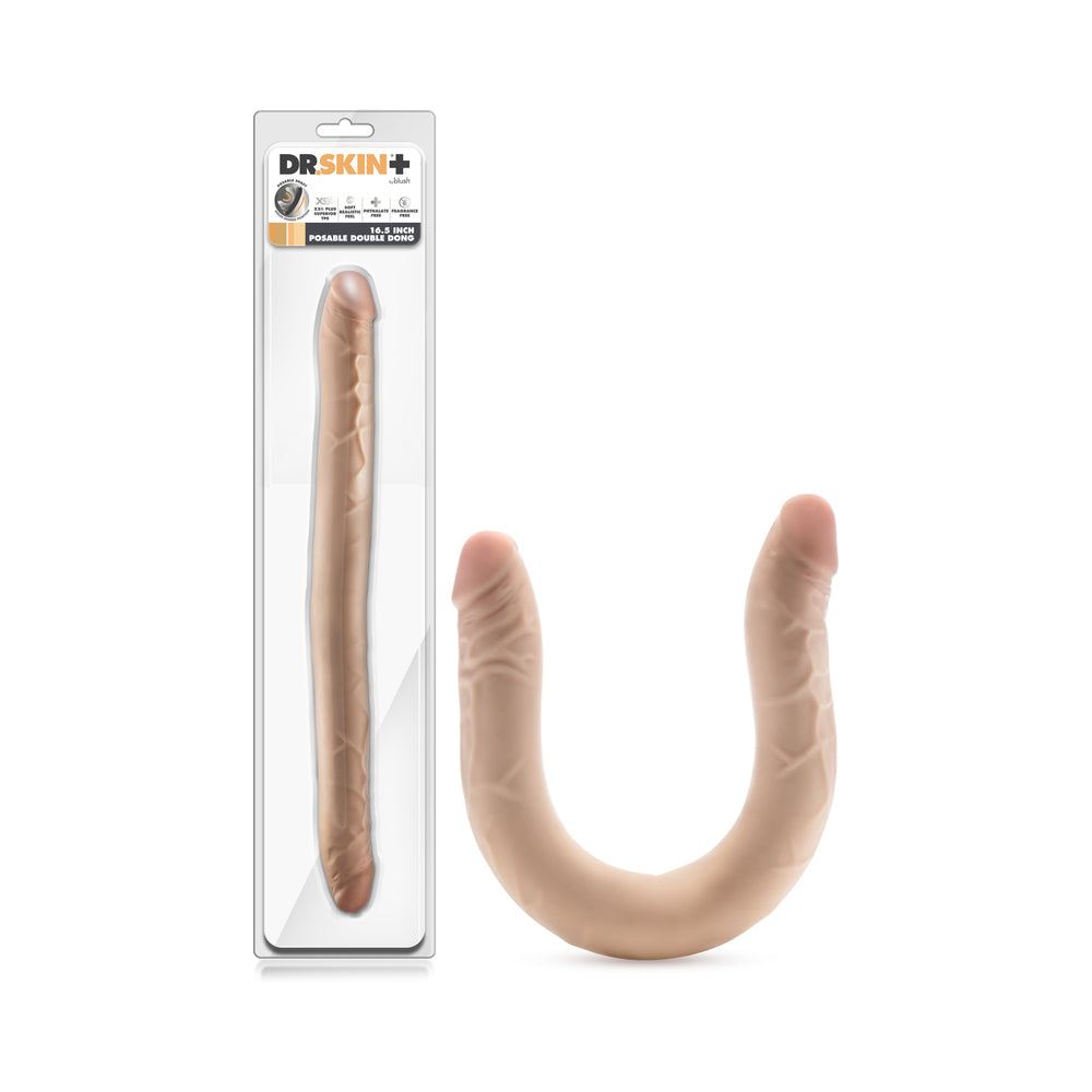 Dr. Skin Plus 16.5 in. Posable Double Dong Beige by Anal Toys & Stimulators