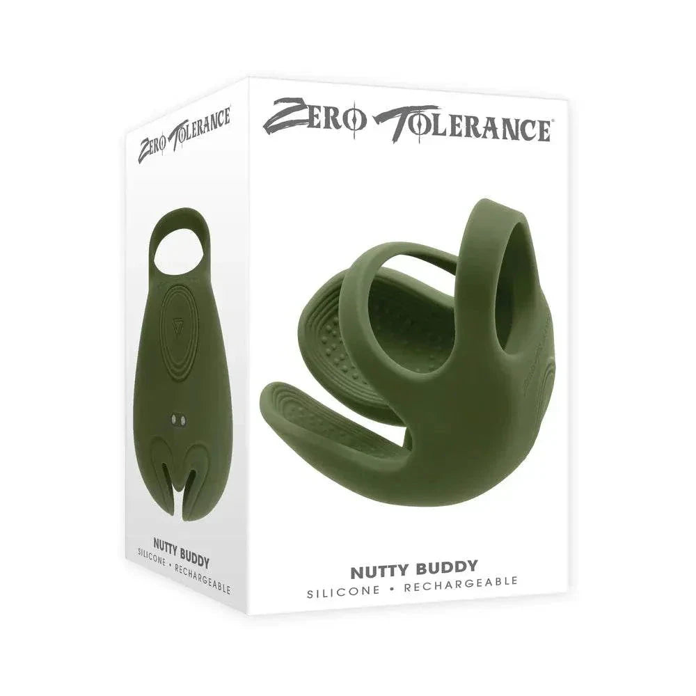 Zero Tolerance Nutty Buddy Rechargeable Cock Ring Stimulator Silicone Green by Cock & Balls