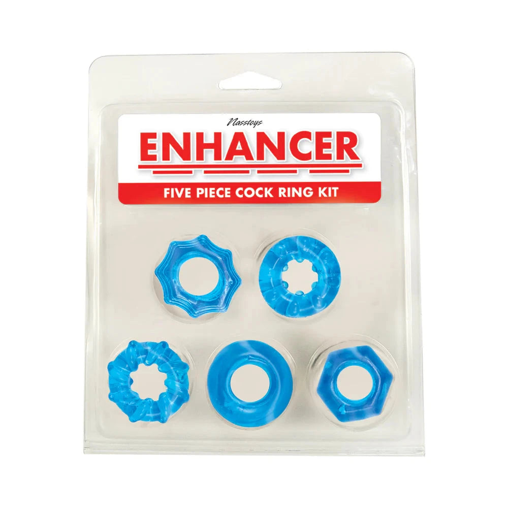Enhancer Five Piece Cock Ring Set Blue by Cock & Balls
