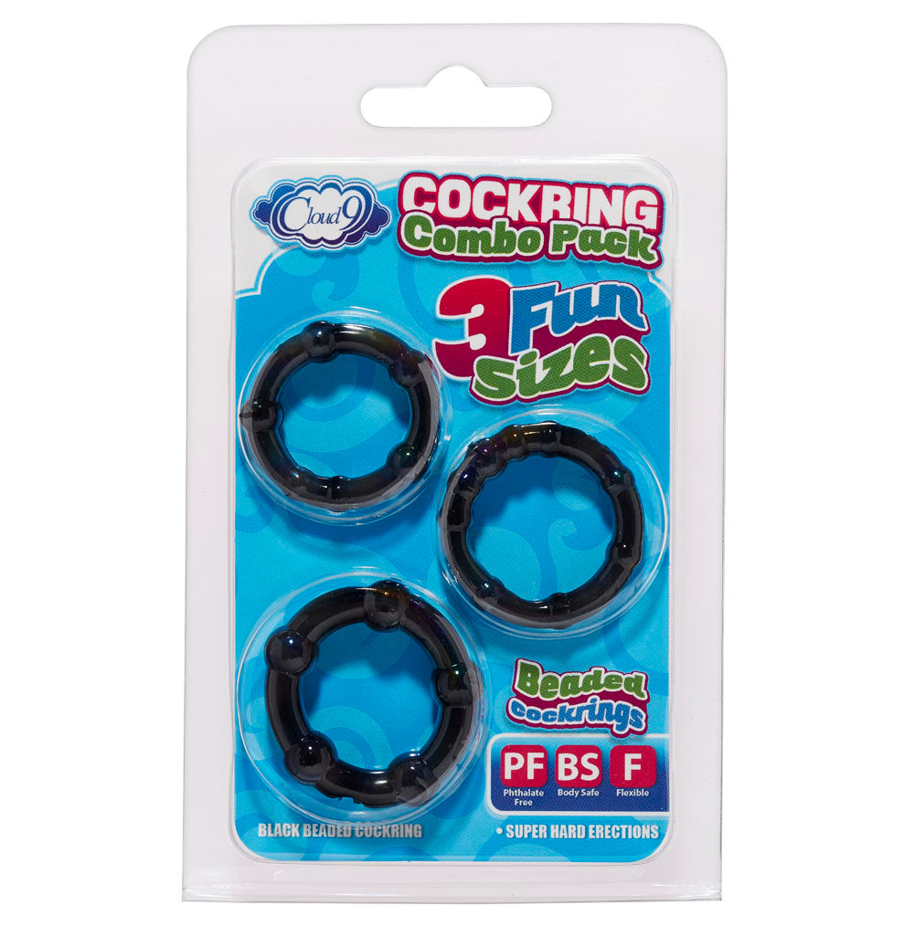 Cockring Combo Beaded - Black by Cock & Balls