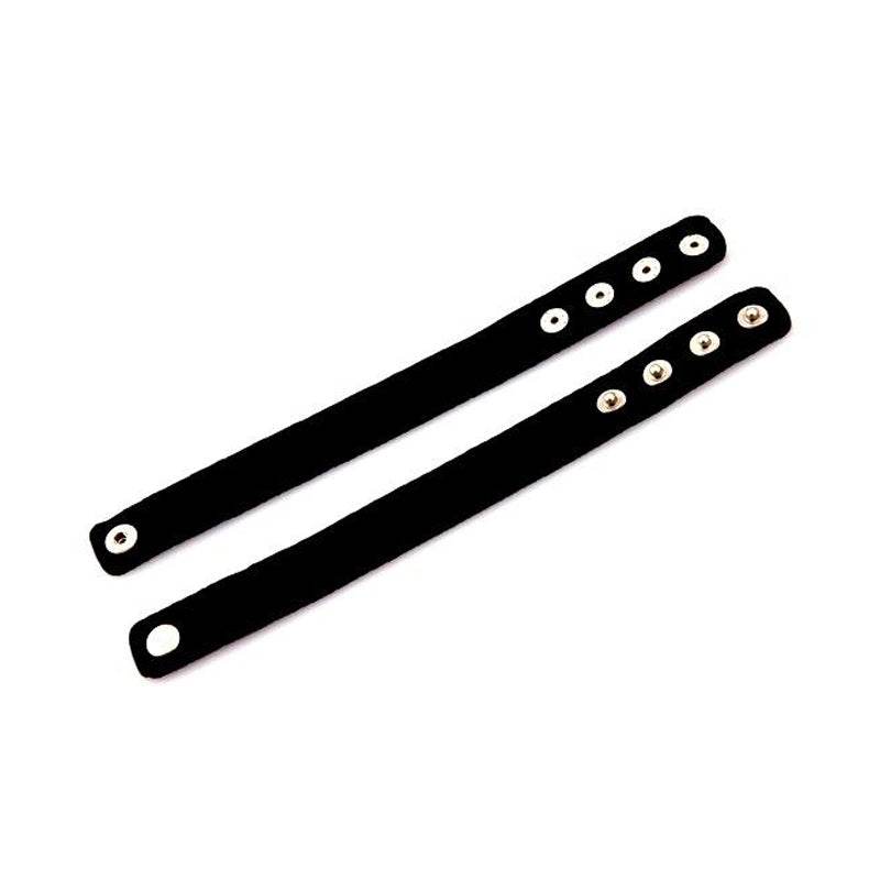 Black neoprene snap cockrings with adjustable four snap closures for secure fit and comfort