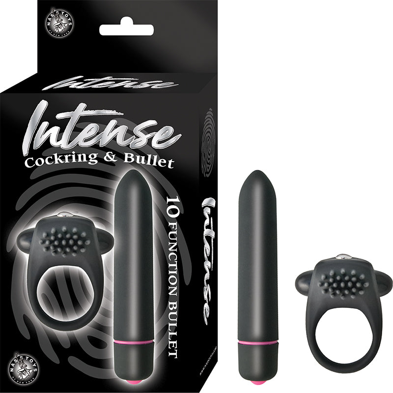 Intense Cockring And Bullet 10 Function Bullet Waterproof Black by Cock & Balls