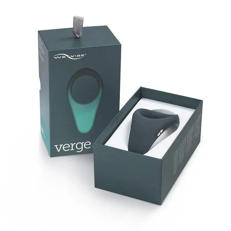 We-Vibe Verge rechargeable vibrating perineum stimulator cock ring in slate with app control and smooth silicone design