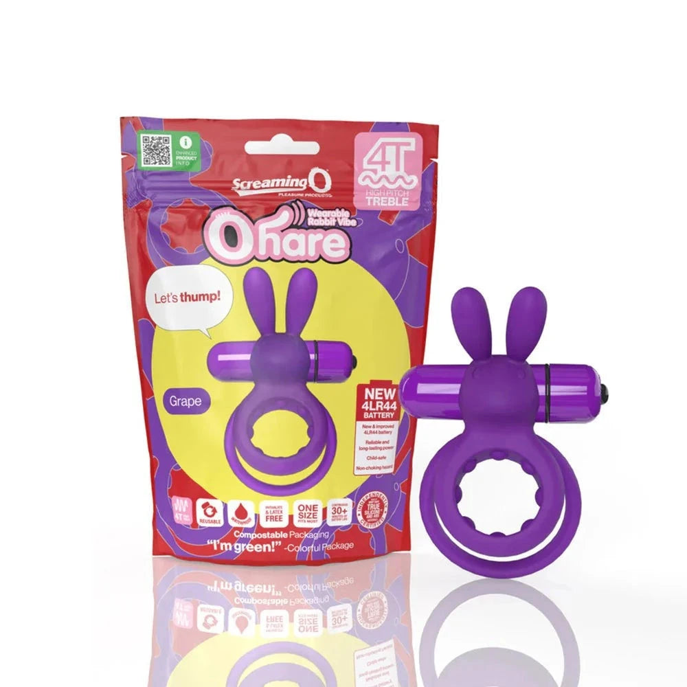 Screaming O 4T Ohare Vibrating Rabbit Double Cockring Grape by Cock & Balls