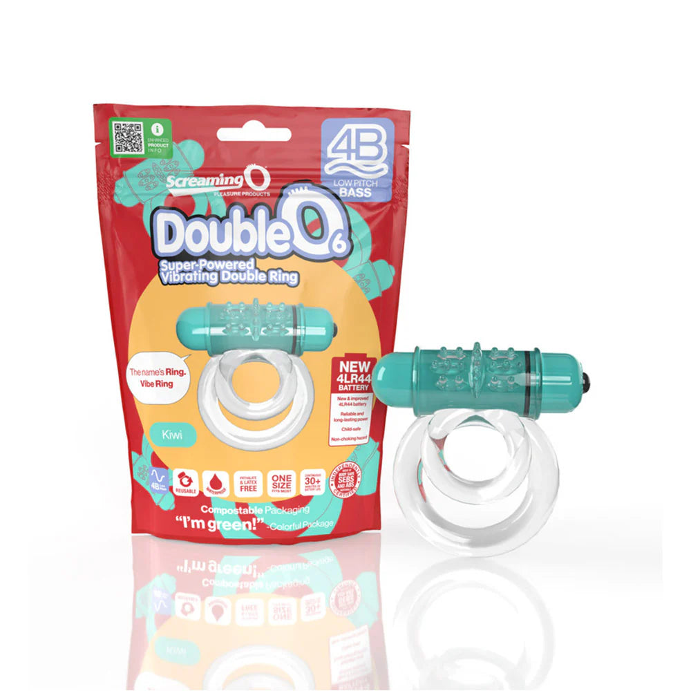 Screaming O 4B DoubleO 6 Vibrating Double Cockring Kiwi by Cock & Balls