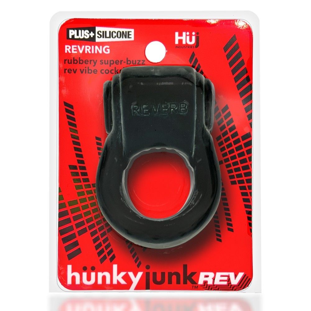 Hunkyjunk Revring Cockring with Bullet Vibrator Tar Ice by Cock & Balls