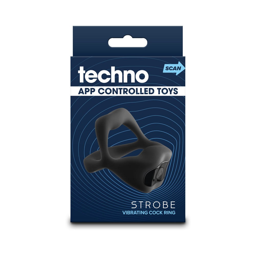 Techno Strobe App-controlled Vibrating Cock Ring Black by Cock & Balls