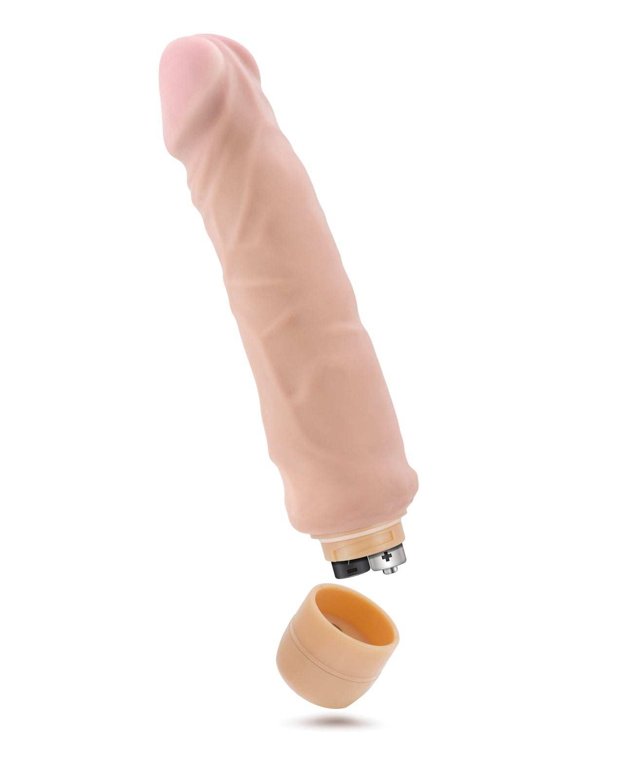 Blush X5 Plus beige 9-inch vibrating dildo with realistic texture and flexible design