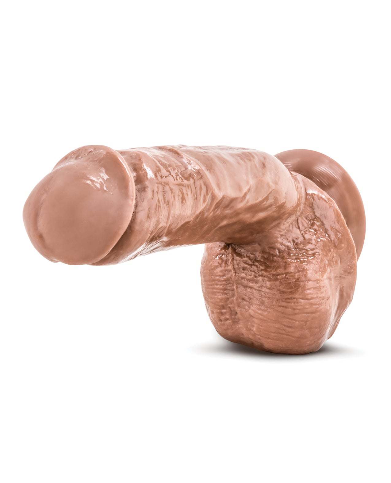Blush X5 Mister Grande realistic dildo with suction cup and fleshy balls in Latin color