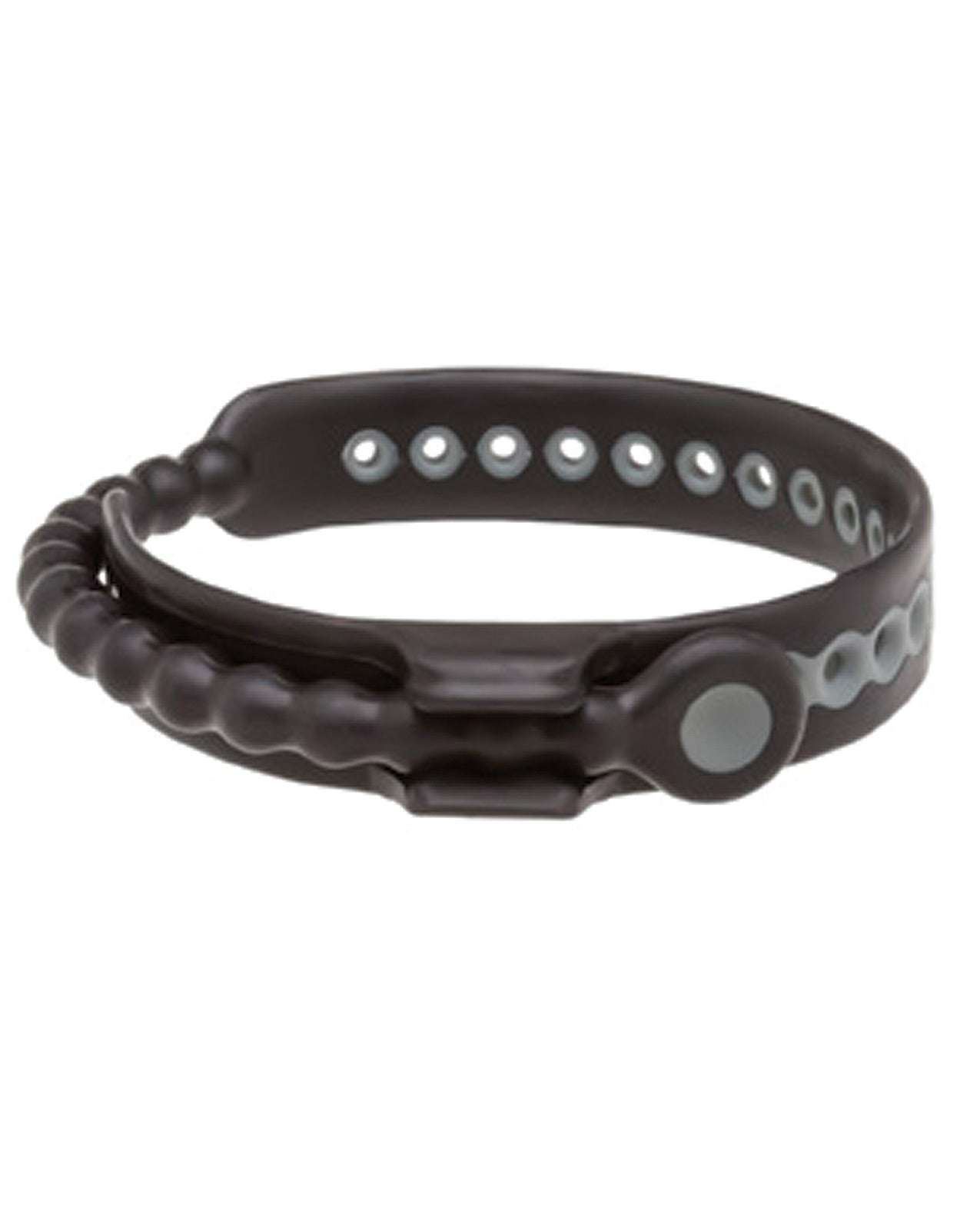 Black adjustable Perfect Fit Speed Shift cock ring with quick release tab and ball rope design