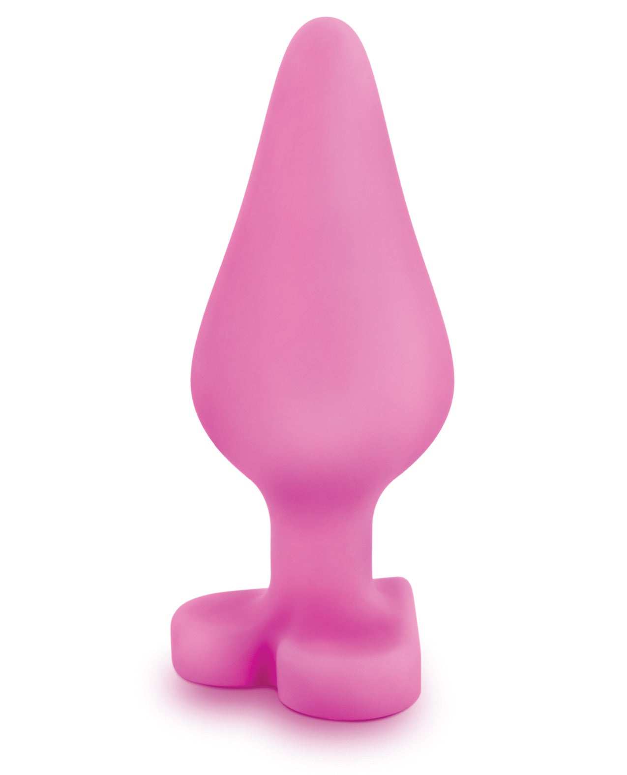 Blush Play With Me pink silicone butt plug with heart-shaped base and smooth satin finish