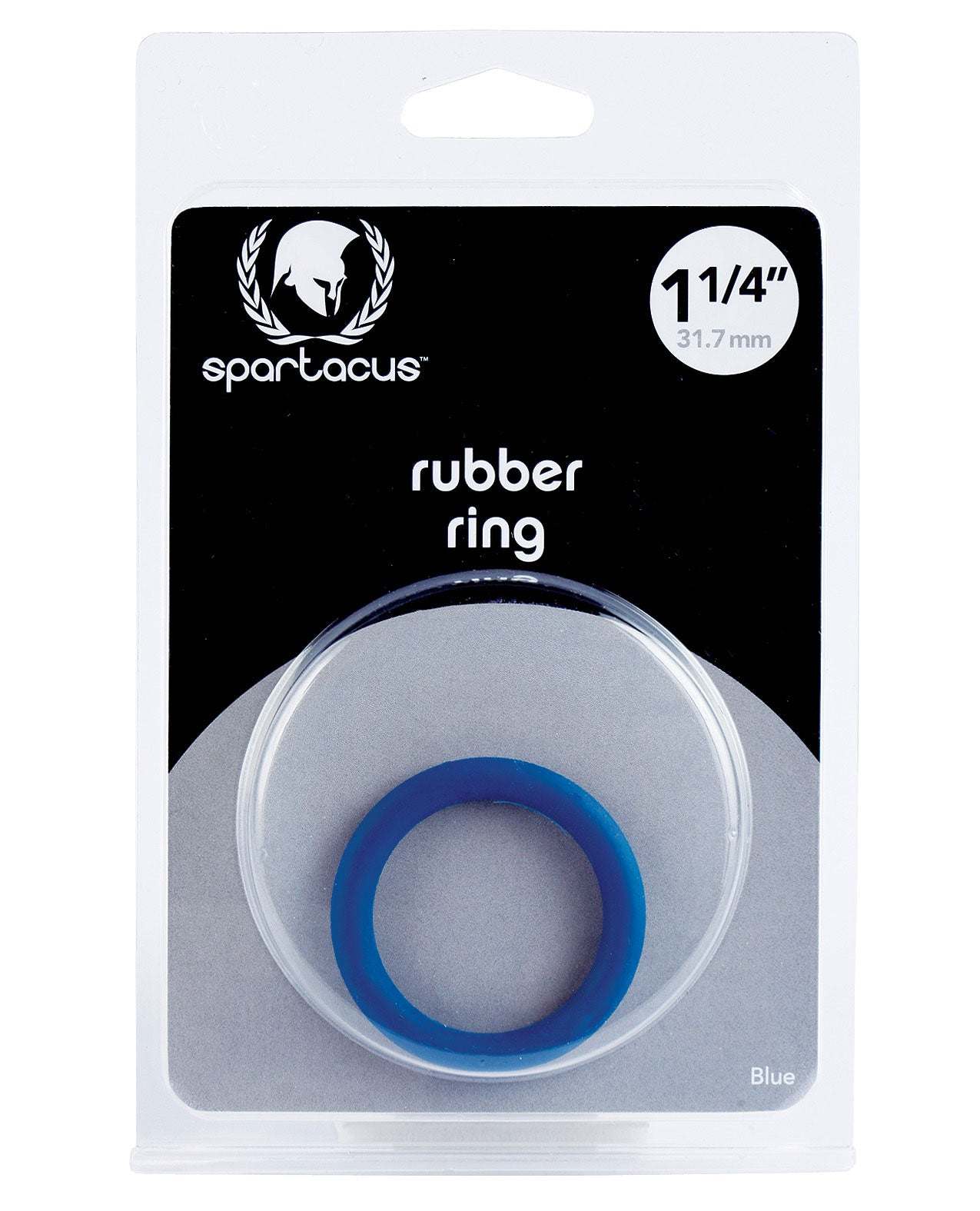 Spartacus 1.25" blue rubber cock ring for extended pleasure and comfort