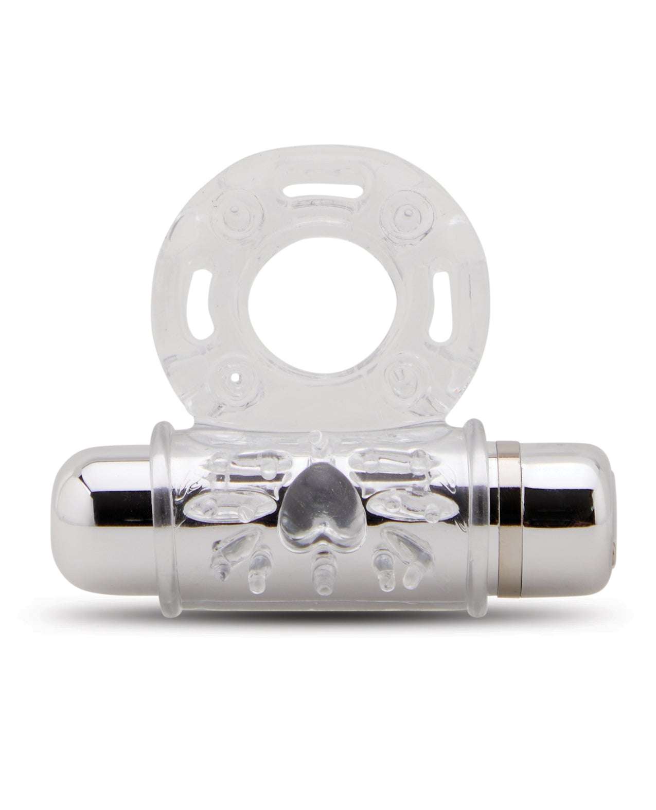 Nu Sensuelle Mate Ultra Bullet clear 7-function vibrating cock ring with stretchy SEBS material and silicone-coated bullet vibrator
