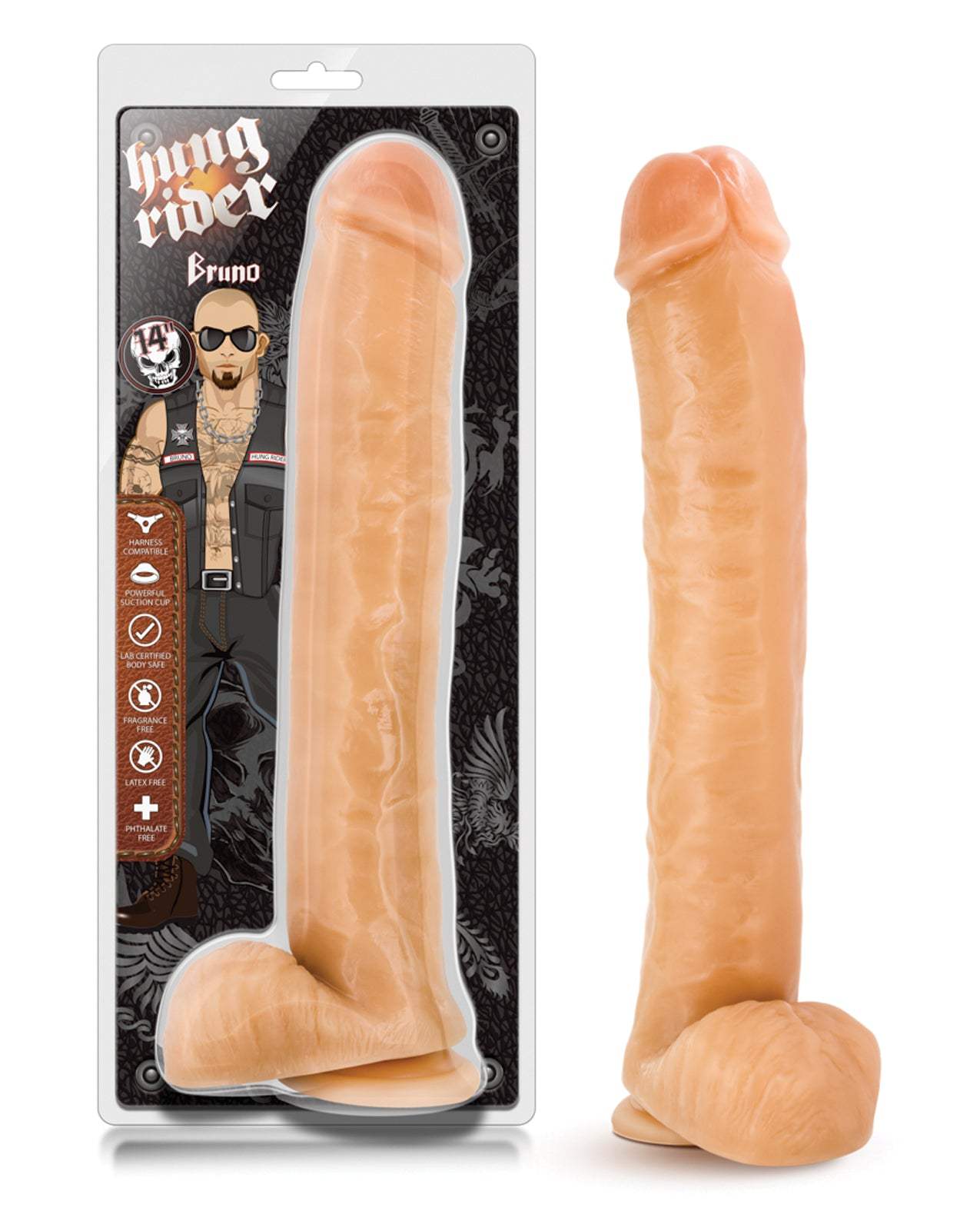 Blush Hung Rider Bruno 12" Dildo w/Suction Cup - Flesh by Anal Toys & Stimulators