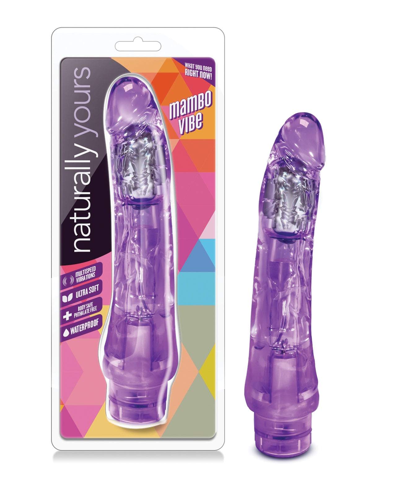 Blush Naturally Yours Mambo Vibe purple 9-inch waterproof multi-speed vibrator dildo