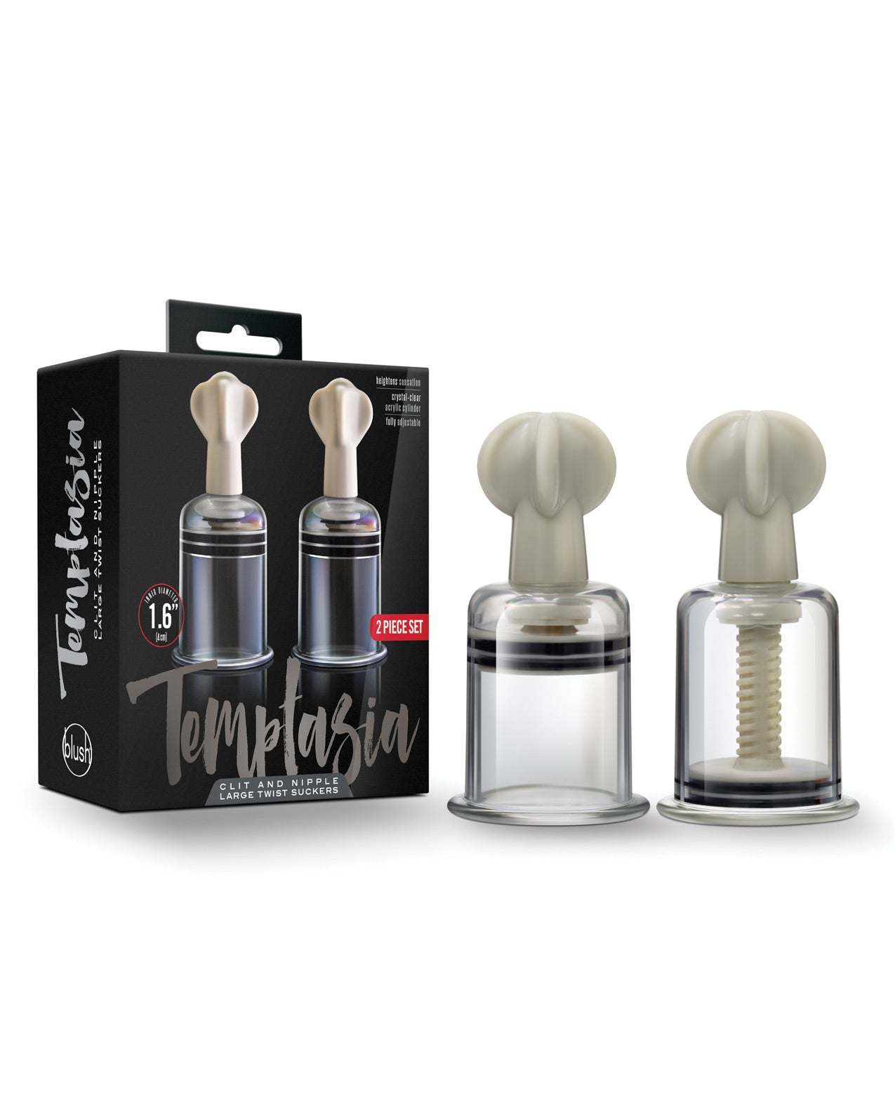 Blush Temptasia Clit & Nipple Large Twist Suckers - Clear Set of 2 by Bondage & Fetish Toys