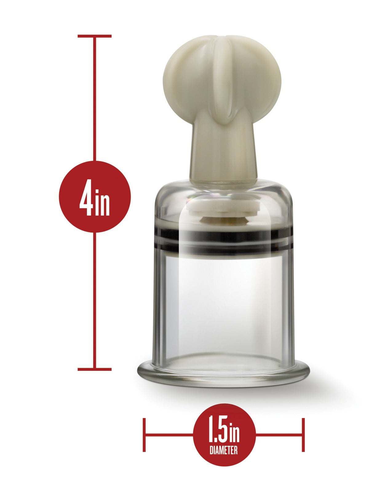 Blush Temptasia Clit & Nipple Large Twist Sucker clear adjustable acrylic suction cup with 4-inch height and 1.5-inch diameter set of 2