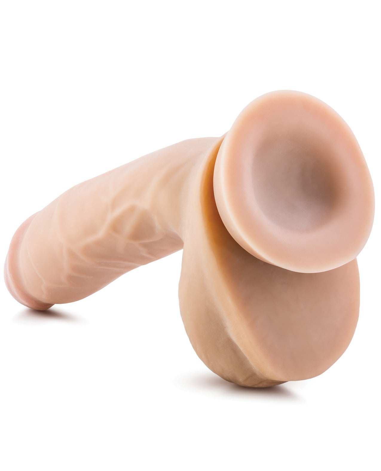 Beige realistic 8-inch suction cup dildo with flexible shaft by Blush Coverboy