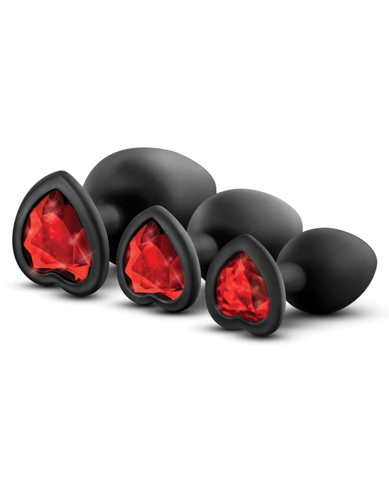 Blush Luxe Bling Plugs Training Kit - Black w/Red Gems by Anal Toys & Stimulators