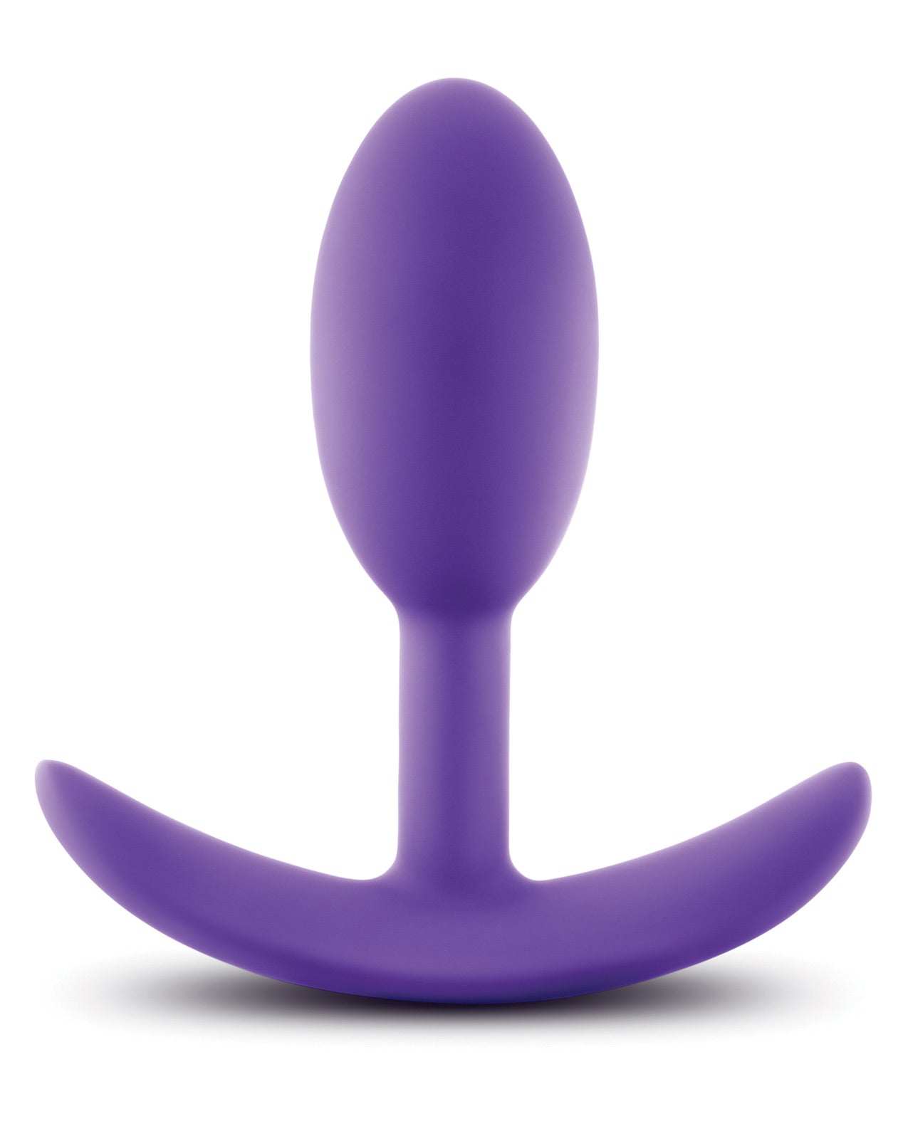 Blush Luxe Wearable Vibra Slim Plug small purple silicone anal toy with tapered design and inner vibration system